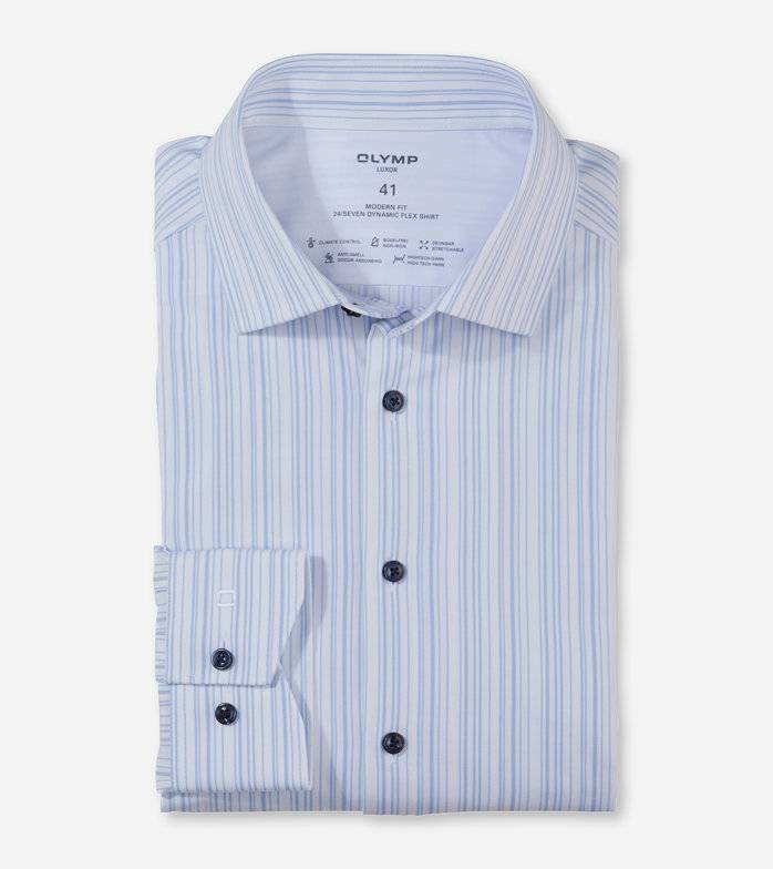 Oblymp Luxor 24/Seven, Businesshemd, modern fit, Global Kent, Bleu Rabatt