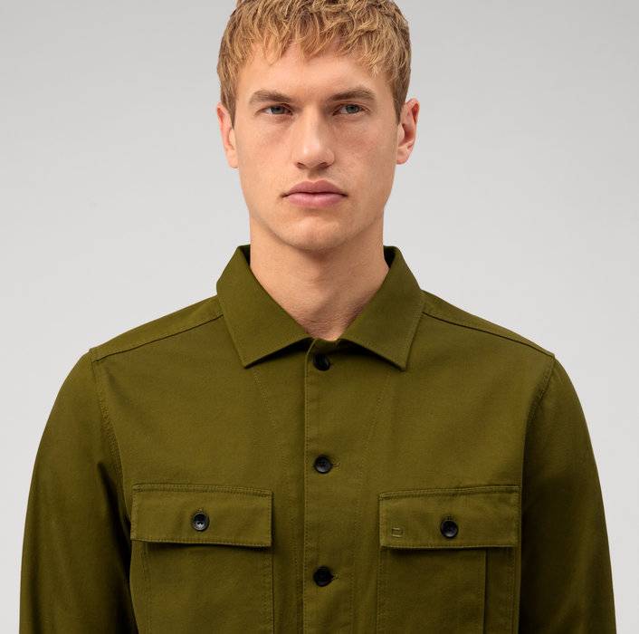 Oblymp Casual, Freizeithemd, Overshirt, Kent, Grau-Grün Weihnachtsangebot