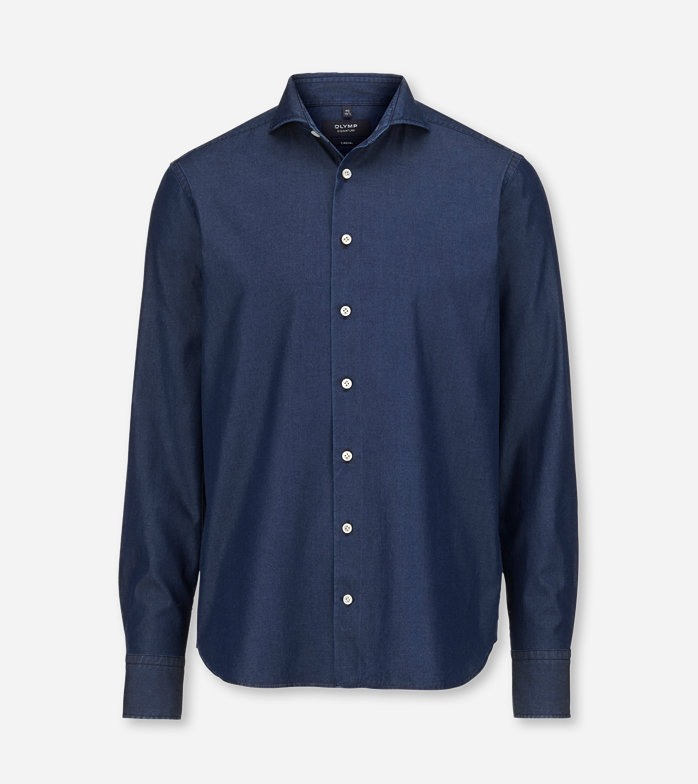 Oblymp SIGNATURE Casual, Freizeithemd, tailored fit, Haifisch, Nachtblau