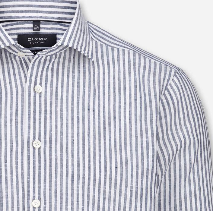 Oblymp SIGNATURE Casual, Freizeithemd, tailored fit, Kent, Blau Sonderangebot der Fabrik