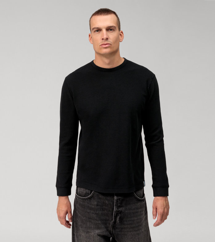 Oblymp Casual Wirk, Longsleeve, Schwarz Valentinstagsangebot