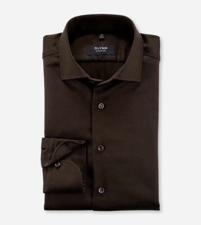 Oblymp SIGNATURE, Businesshemd, tailored fit, SIGNATURE Kent, Braun Neueste Stile