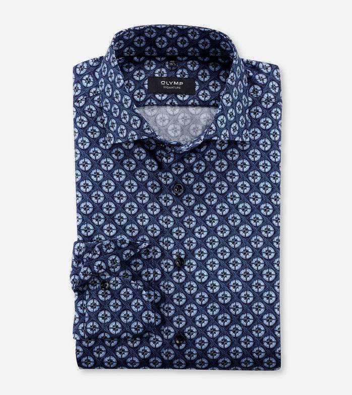 Oblymp SIGNATURE, Businesshemd, tailored fit, SIGNATURE Kent, Nachtblau Saisonschlussverkauf