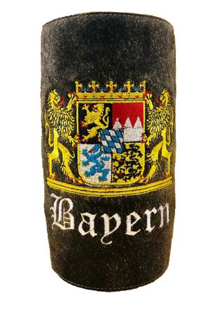 ﻿Pezzo D'oro Bergheimer Weinkühler bestickt mit Bayernwappen, Ledermanschette (echt Leder ),Trachtenoptik