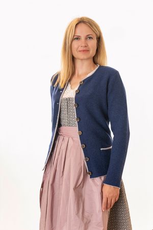 Pezzo D'oro Damenstrickjacke,Merinowolle,Trachtenstrickjacke,marine Begrenzt auf 3 Tage