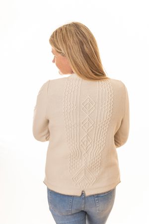 Pezzo D'oro edler Damenwollpullover wollweiss,Trachtenpulli reine Merinowolle, Rabatte dieses Monats