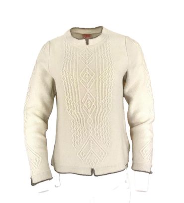 Pezzo D'oro edler Damenwollpullover wollweiss,Trachtenpulli reine Merinowolle, Rabatte dieses Monats