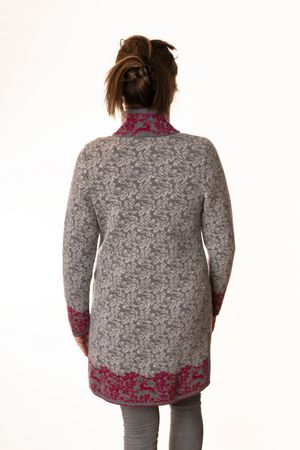 Pezzo D'oro Pezzo D&#039;oro Damenstrickmantel,Grautöne mit dunkelpinken Akzenten, nachhaltig produziert,made in Bayern, Merinowolle Online