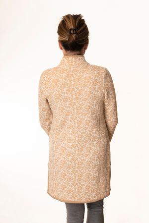 Pezzo D'oro Pezzo D&#039;oro Strickmantel offwhite/camel, Gehrock, reine Merinowolle, Strickhülle Auslauf