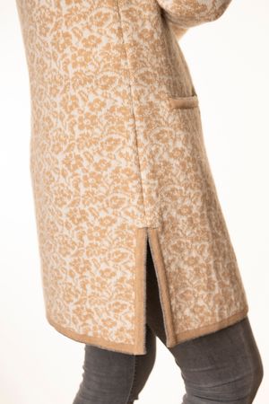 Pezzo D'oro Pezzo D&#039;oro Strickmantel offwhite/camel, Gehrock, reine Merinowolle, Strickhülle Auslauf