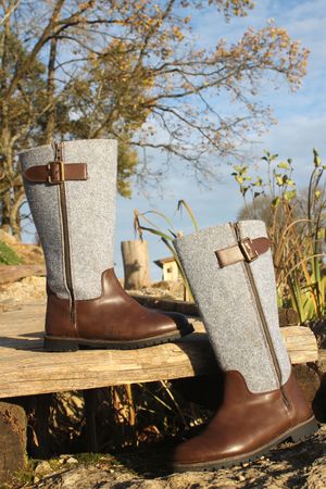 Pezzo D'oro Damen Winterstiefel Leder, gefüttert, mit hohem Filzschaft, im Sale minus 20% Versandkostenfrei