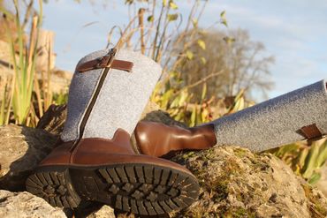 Pezzo D'oro Damen Winterstiefel Leder, gefüttert, mit hohem Filzschaft, im Sale minus 20% Versandkostenfrei