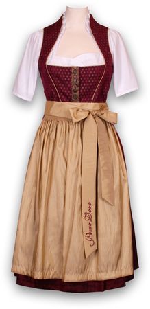 Pezzo D'oro Designer Dirndl,Festtagsdirndl, Mididirndl bordeaux/gold Osterangebot