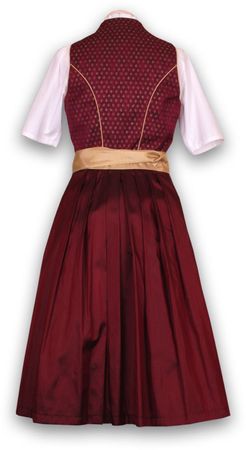 Pezzo D'oro Designer Dirndl,Festtagsdirndl, Mididirndl bordeaux/gold Osterangebot