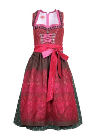 Pezzo D'oro Designerdirndl, Festtagsddirndl, Midilänge, rot/grün/erika Vatertagsangebot