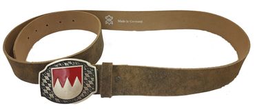 Pezzo D'oro Franken-Gürtel Rindleder inkl. Schließe mit Franken-Wappen braun-oliv Begrenzte Freigabe