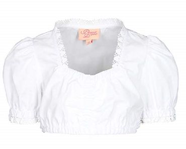 Pezzo D'oro Kinder Dirndlbluse,Batist mit Spitze,weiß,Gummizug gerafft