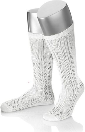 Pezzo D'oro Orginal Damen Trachtenkniestrumpf,Ajourmuster,weiß, Outlet