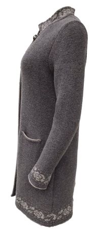 Pezzo D'oro Pezzo D&#039;oro Strickmantel in grau,reine Wolle, hergestellt in Bayern, dicker warmer Wollmantel für Outdoor,oder im Büro als Indoormantel, edler Jacquardstrick an den Kanten, in Bayern produziert im Angebot