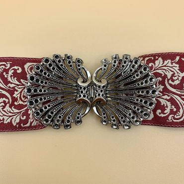 Pezzo D'oro Schürzenschließe, filigrane Pfauenfeder, altsilber,2 tlg Blitzverkäufe