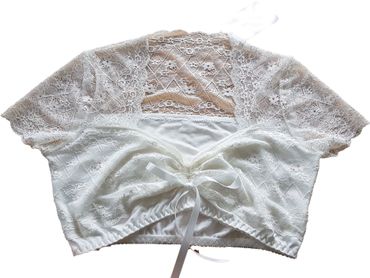 Pezzo D'oro Spitzendirndlbluse creme,Blumenbordüre,Herzausschnitt/Raffung Versandkostenfrei