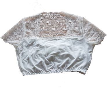 Pezzo D'oro Spitzendirndlbluse creme,Blumenbordüre,Herzausschnitt/Raffung Versandkostenfrei