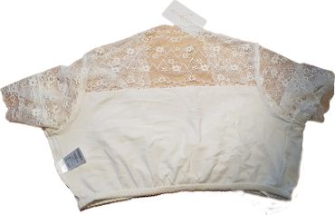 Pezzo D'oro Spitzendirndlbluse creme,Blumenbordüre,Herzausschnitt/Raffung Versandkostenfrei