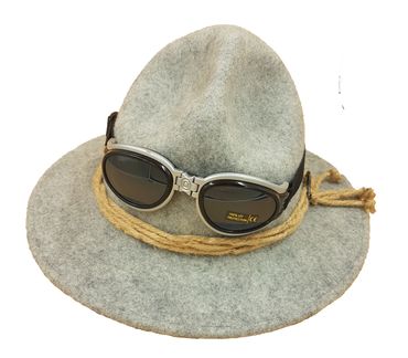 Pezzo D'oro Trachtenhut grau-meliert mit Gletscherbrille