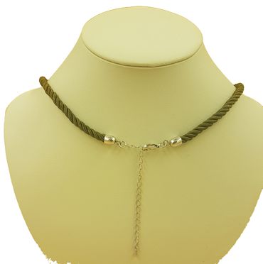 Pezzo D'oro Trachtenkette Edelweiß altsilber,grünes Kordelband und Glitzersteine Lagerräumung