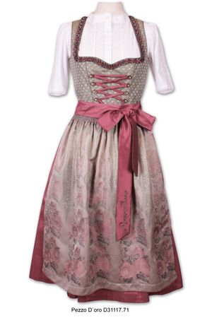 Pezzo D'oro Wiesndirndl, Festtagsdirndl Mididirndl 70cm,oliv/beere Räumungsverkauf