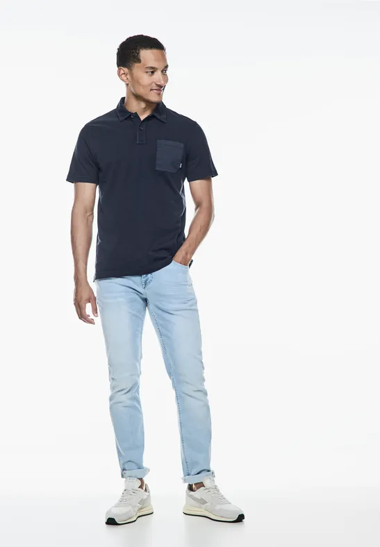 Street One Garmend Dye Slub Poloshirt Outlet