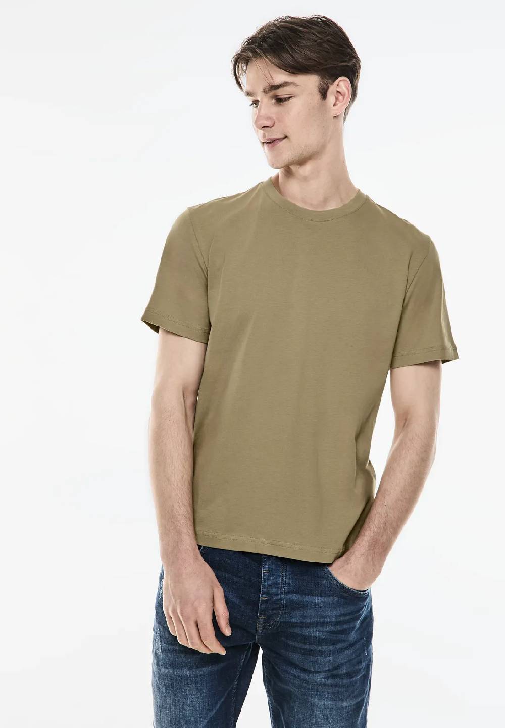 Street One Basic T-Shirt in Unifarbe im Angebot