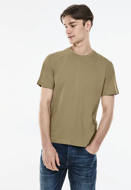 Street One Basic T-Shirt in Unifarbe im Angebot