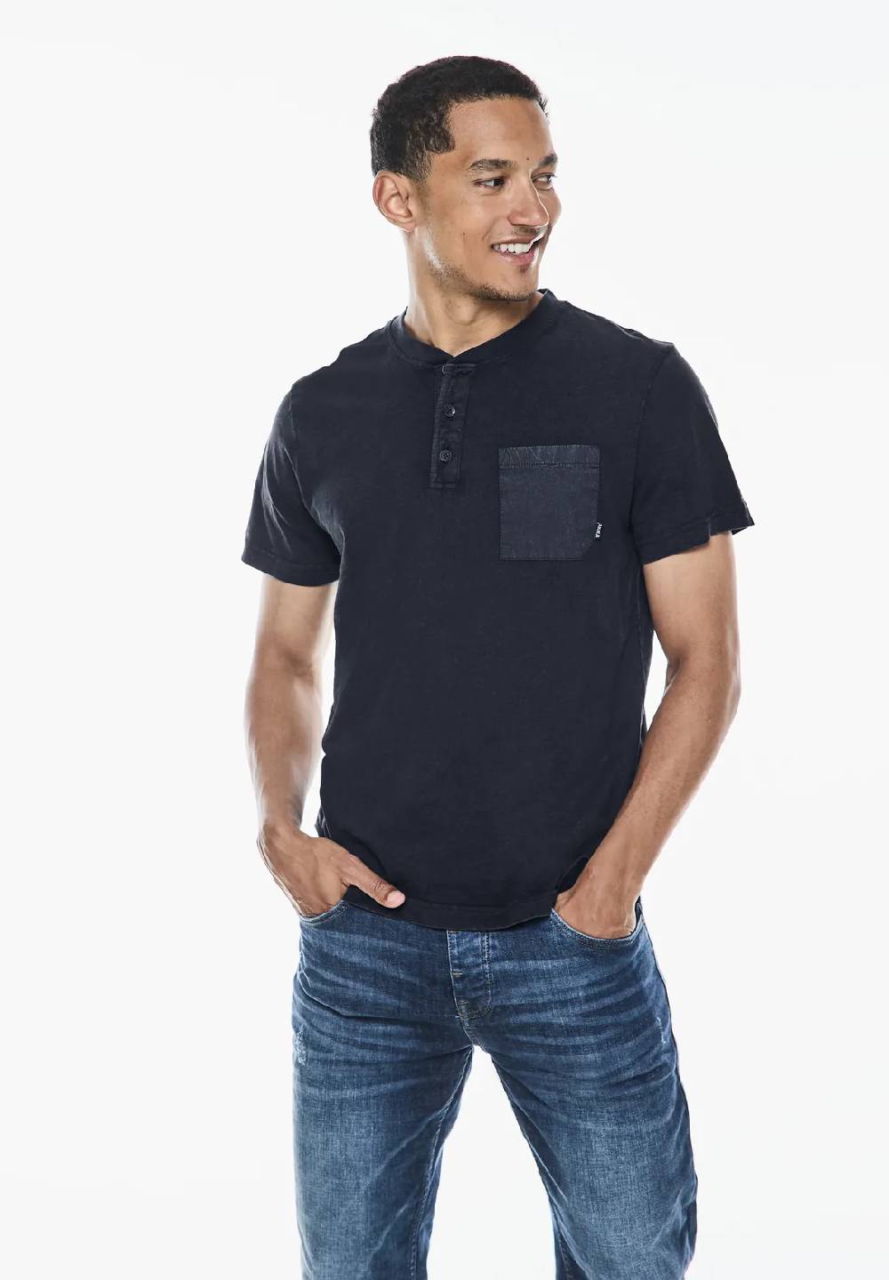 Street One Garment dye Henley Shirt Günstiger Verkauf