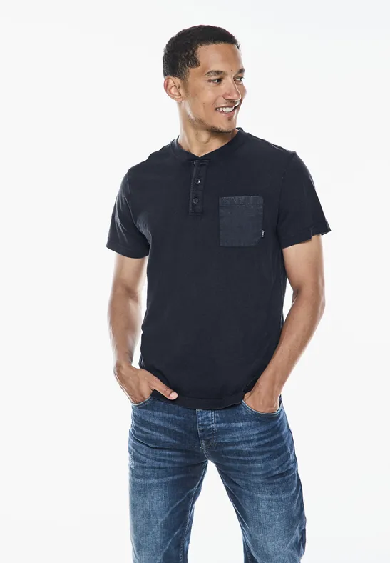 Street One Garment dye Henley Shirt Günstiger Verkauf