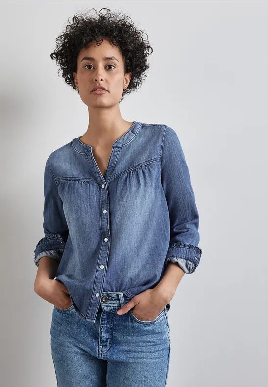 Street One Jeans-Bluse mit Rüschen Letzter Tag