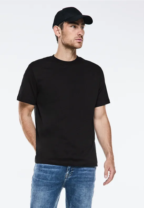 Street One Basic T-Shirt in Unifarbe Clearance-Verkauf