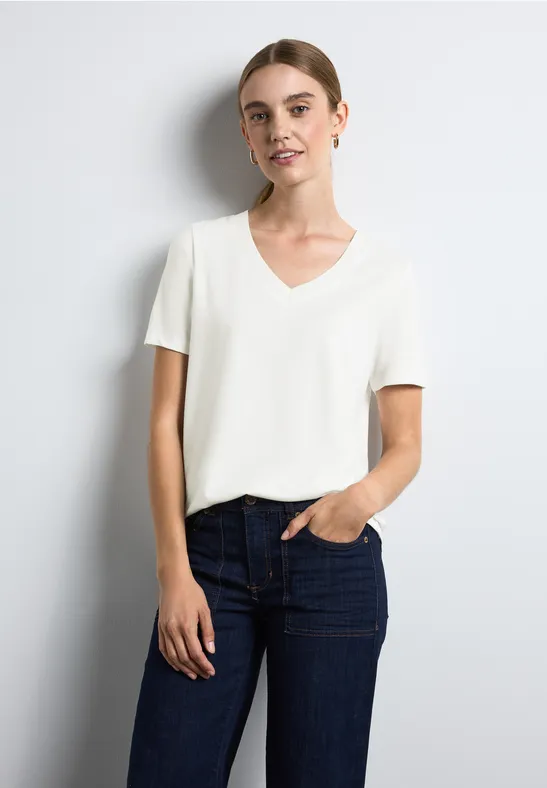 Street One T-Shirt mit V-Ausschnitt Letzte 2 Tage