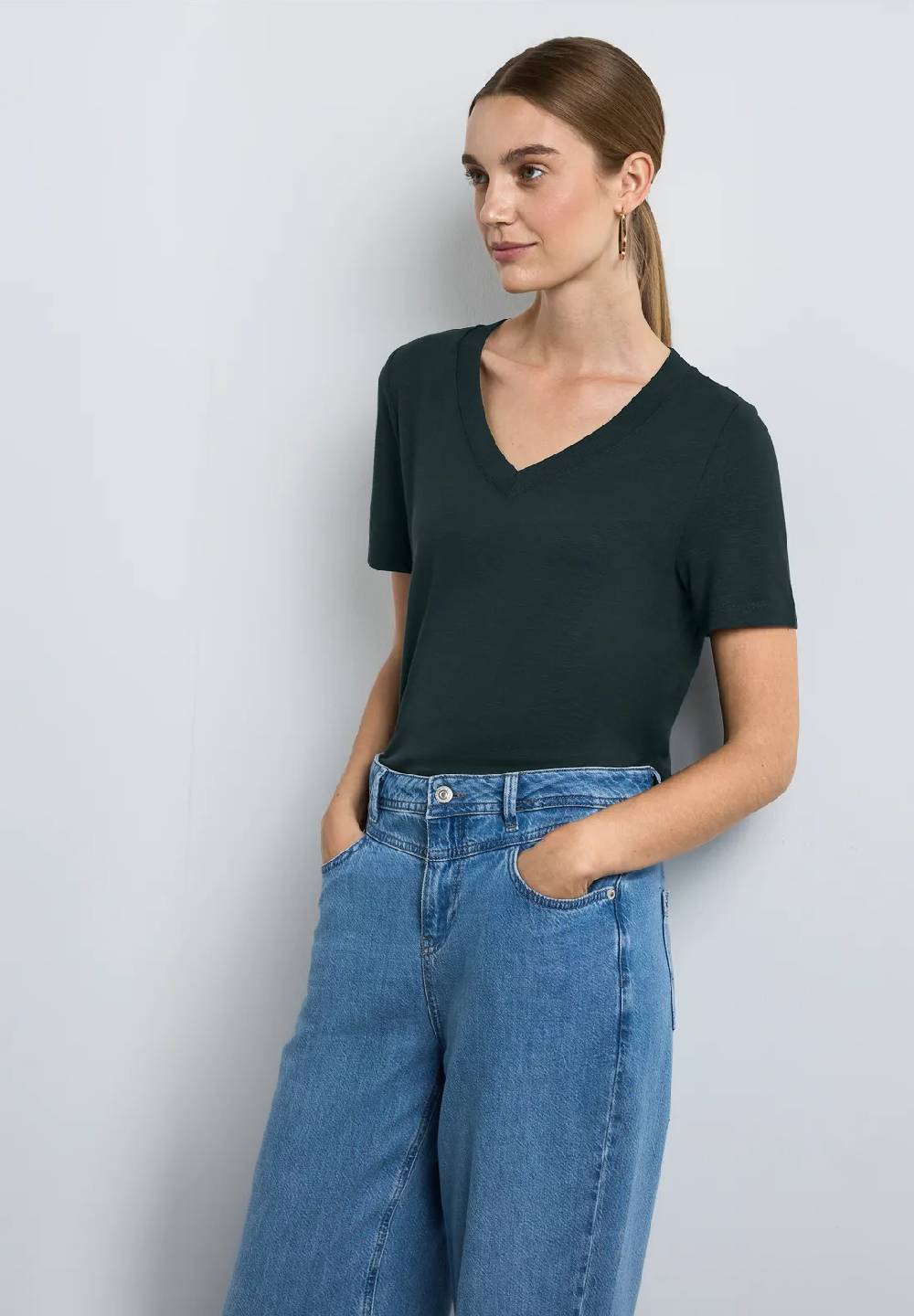 Street One T-Shirt mit V-Ausschnitt Letzter Tag