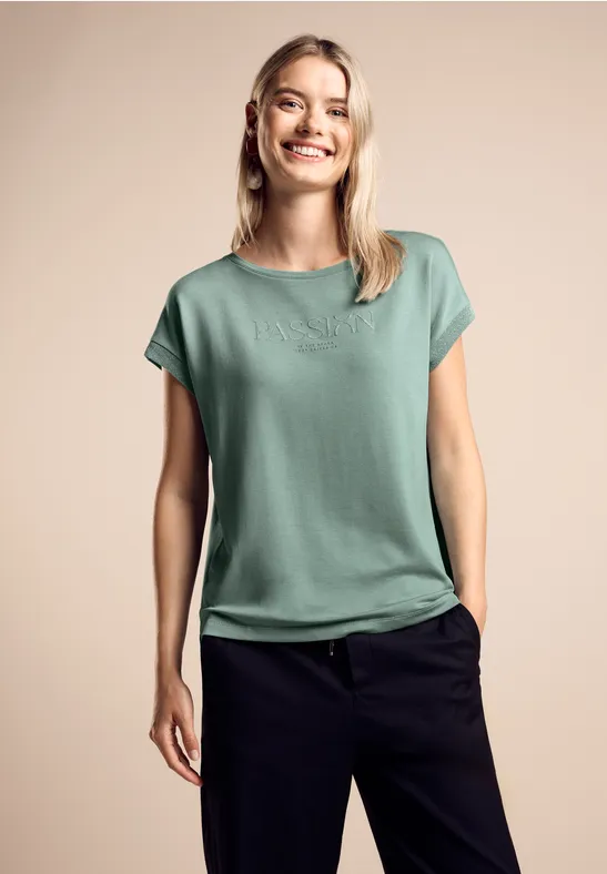 Street One T-Shirt mit Wording Discount Store für neue Produkte