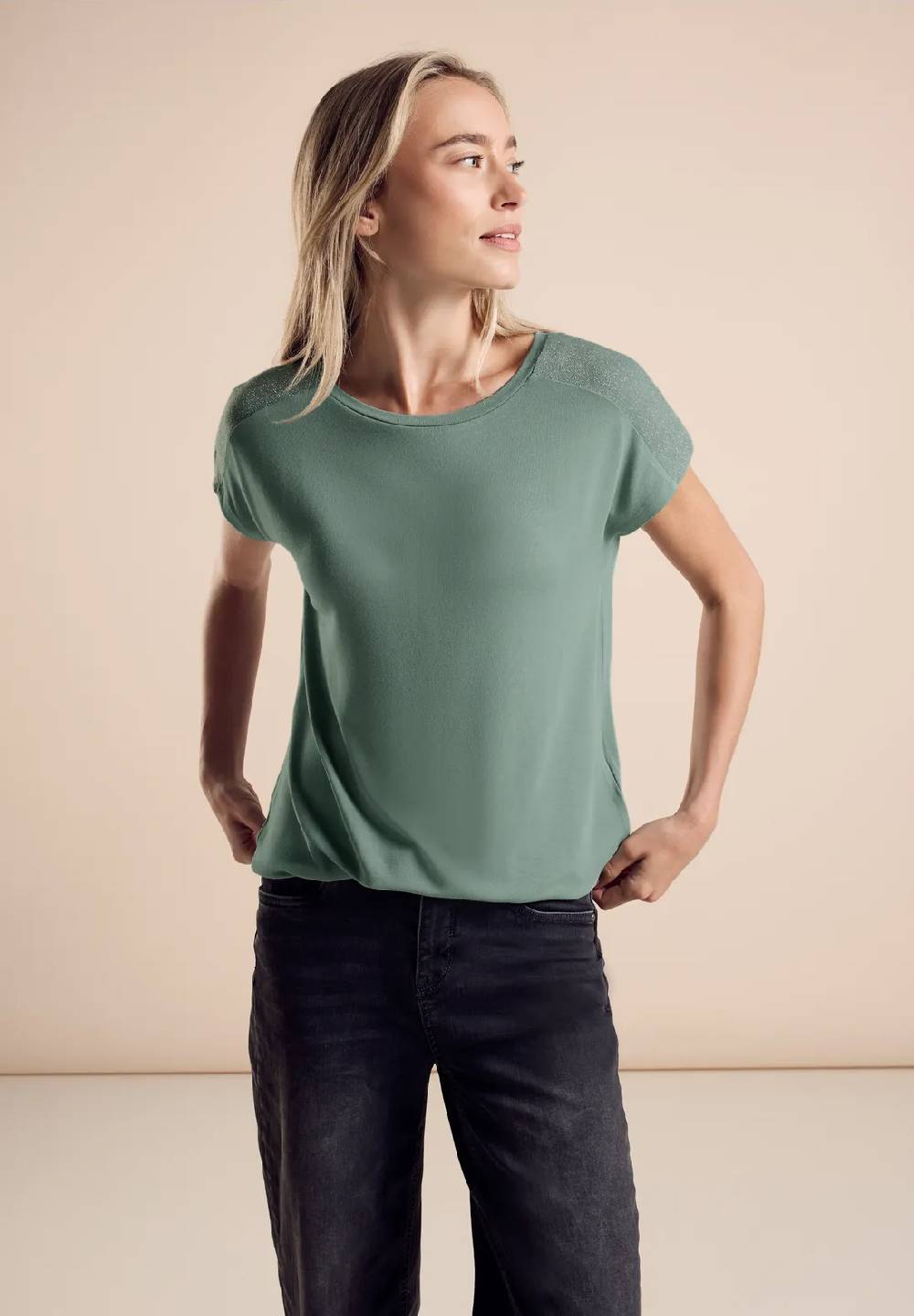 Street One T-Shirt mit Glanz-Detail 50% Rabatt mit kostenlosem Versand