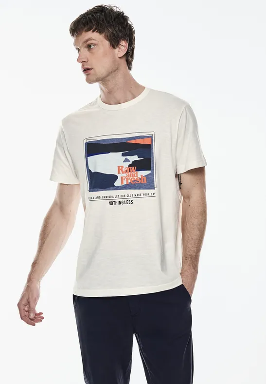 Street One Slub T-Shirt mit Print Kostenloser Versand