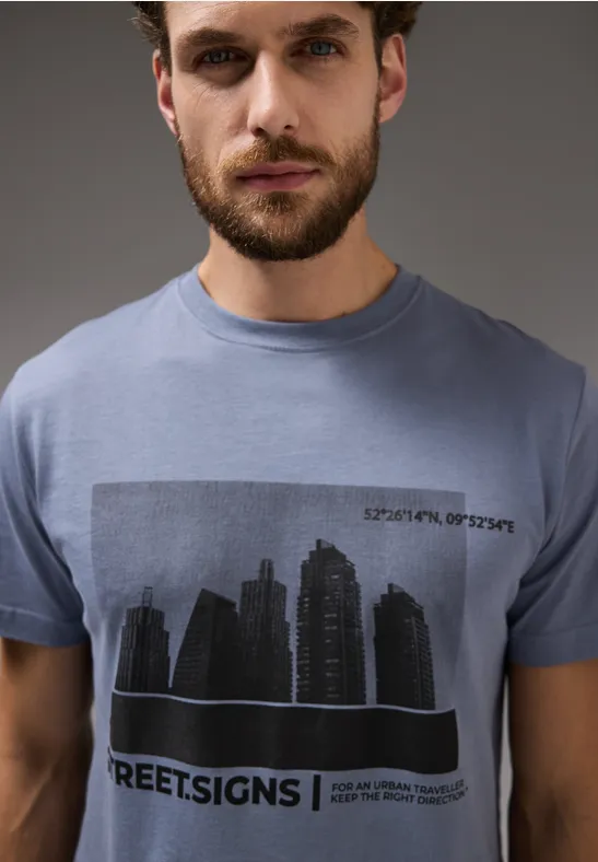 Street One T-Shirt mit Skyline-Print Großer Ausverkauf