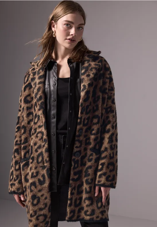 Street One Strickmantel im Leo-Look Riesige Rabatte