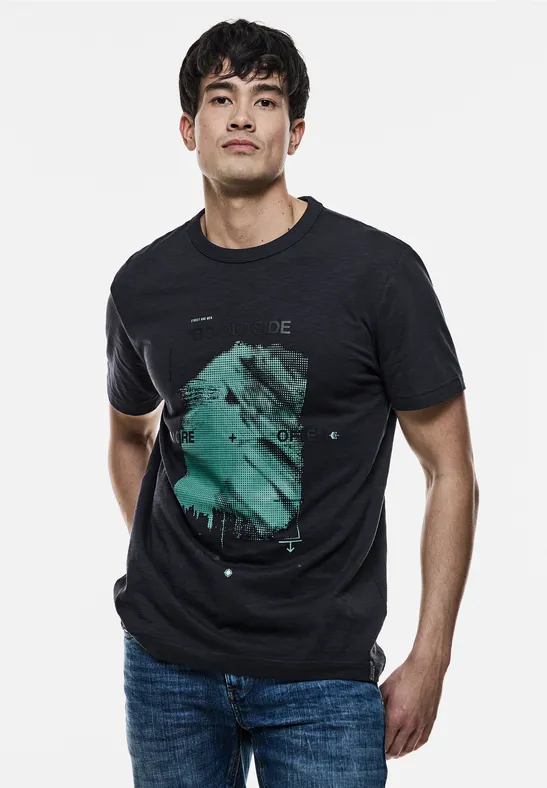 Street One 3D-Print Slub T-Shirt Limitierter Zeitrabatt