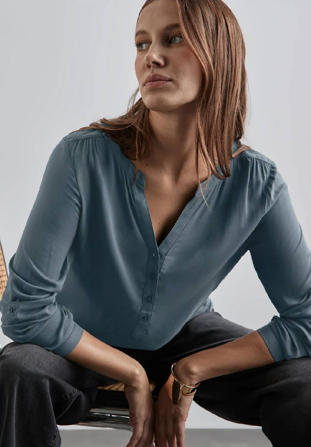 Street One Basic Bluse in Unifarbe