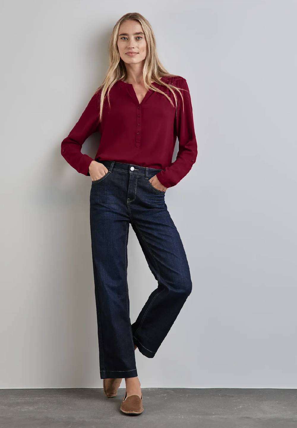 Street One Basic Bluse in Unifarbe Lagerräumung