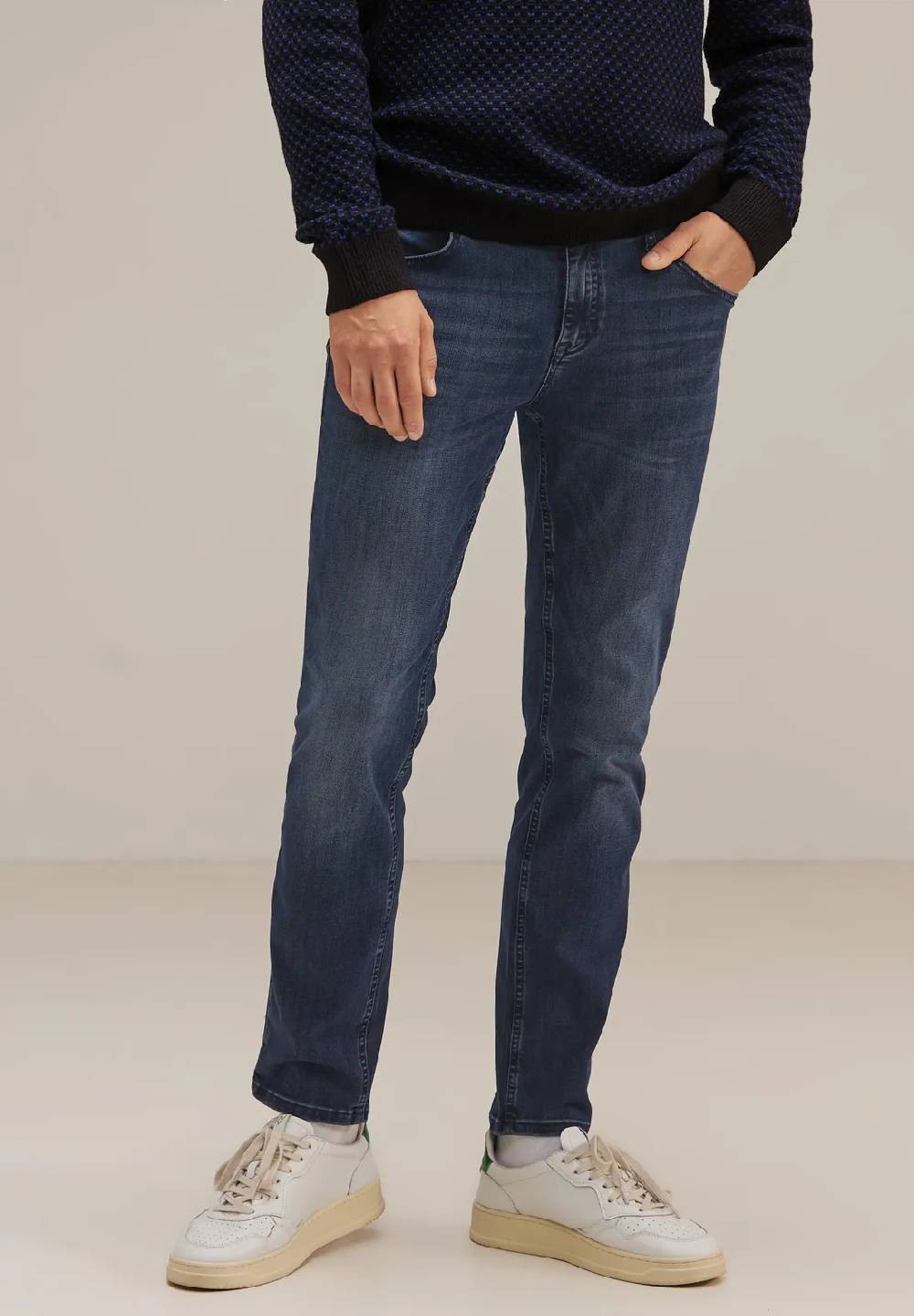 Street One Dunkelblaue Slim Fit Jeans - Style RACER 50% Rabatt mit kostenlosem Versand
