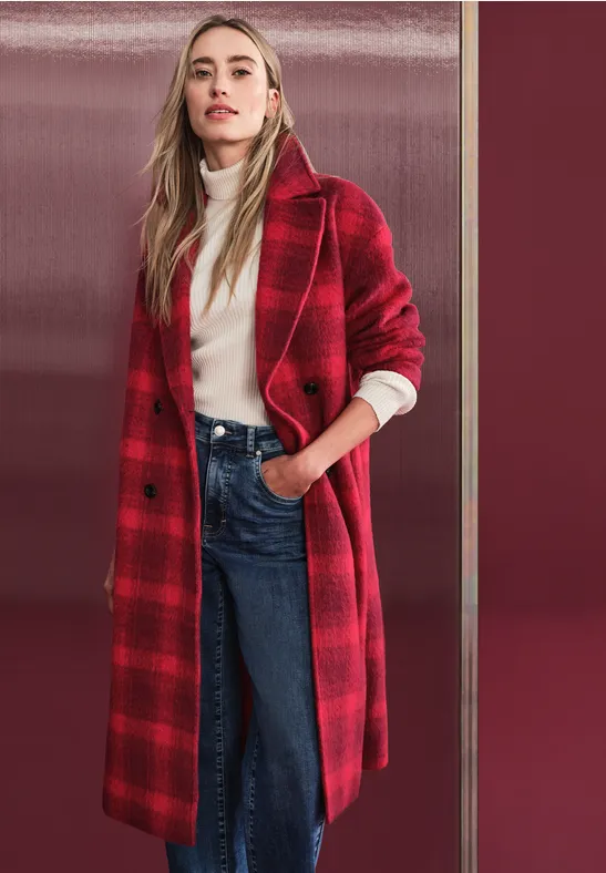 Street One Langer karierter Mantel Bis zu 60% Rabatt