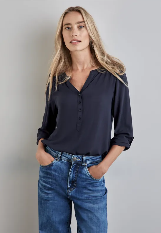 Street One Basic Bluse in Unifarbe Auslauf